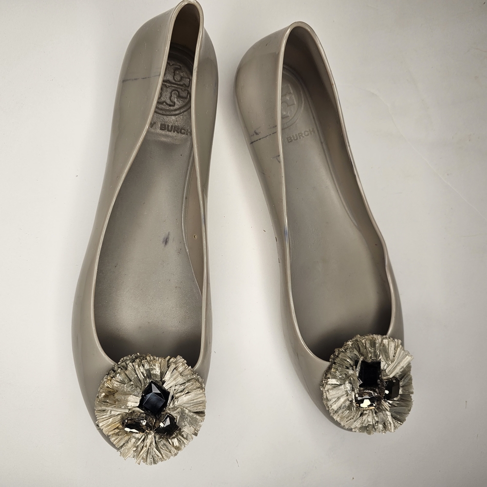 Tory Burch Silver Flats with Decorative Accents - Picture 2 of 8